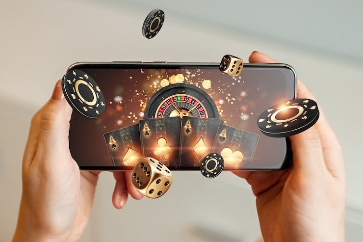 Wolf Gold slot game reels showing moon symbol and desert landscape